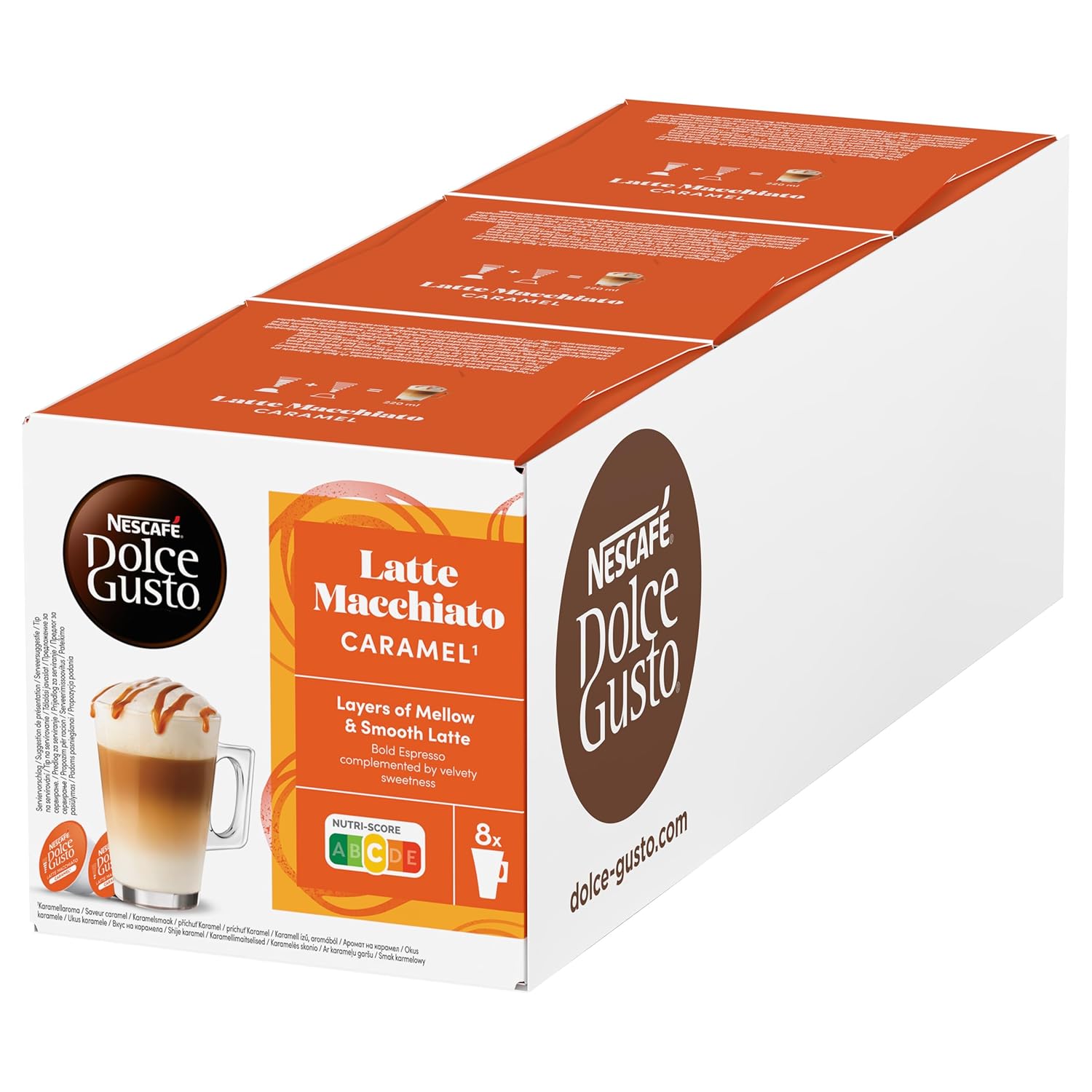 NESCAFÉ DOLCE GUSTO Latte Macchiato Caramel Coffee Capsules Pack of 3 (3 x 16 Capsules)