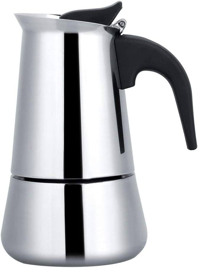 Joyzan Espresso Maker, Stainless Steel Coffee Maker, Induction Mocha Pot, Coffee Maker, Espresso Jug, Stovetop Coffee Maker, Stove Espresso Jug, Espresso Maker, Hob Tops, Italian Coffee, Mocha, Silver