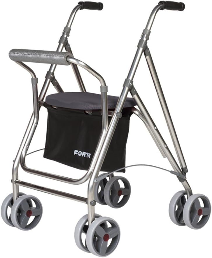 Forta Rollator for Seniors Aluminium Rollator with Seat Folding Aluminium Rollator Orange