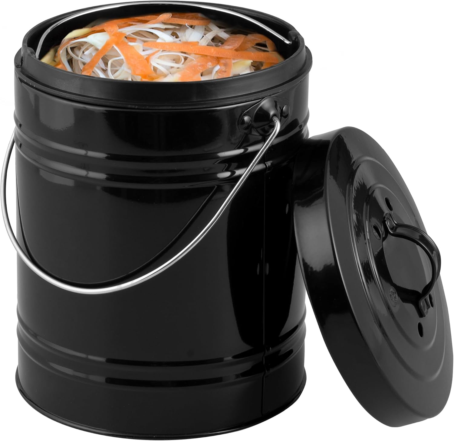 bremermann Compost Bin with 5 Liter Inner Bucket Activated Carbon Filter Organic Waste Bin (Black)