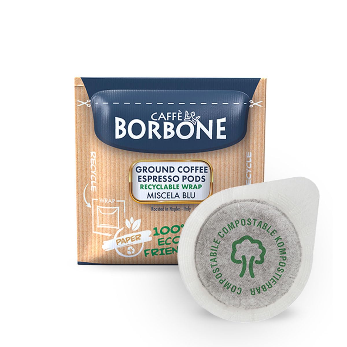 Caffè Borbone Coffee Compostable Pods, Recyclable Wrapping, Blue Blend - 150 Pods - ESE System