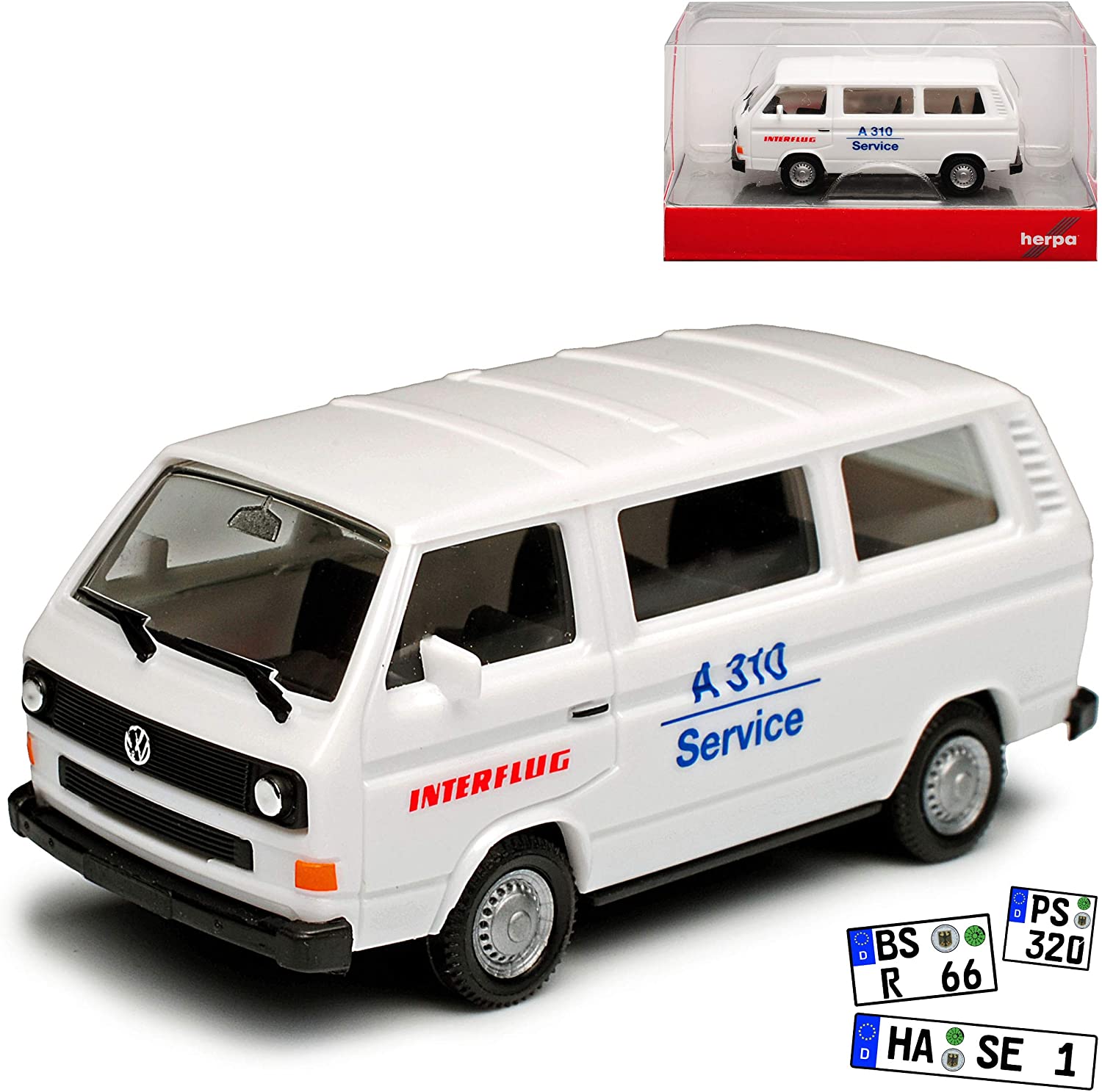 Herpa VW Volkswagen T3 Bus White Interflug Persons Transporter 1979-1992 H0 1/87 Her