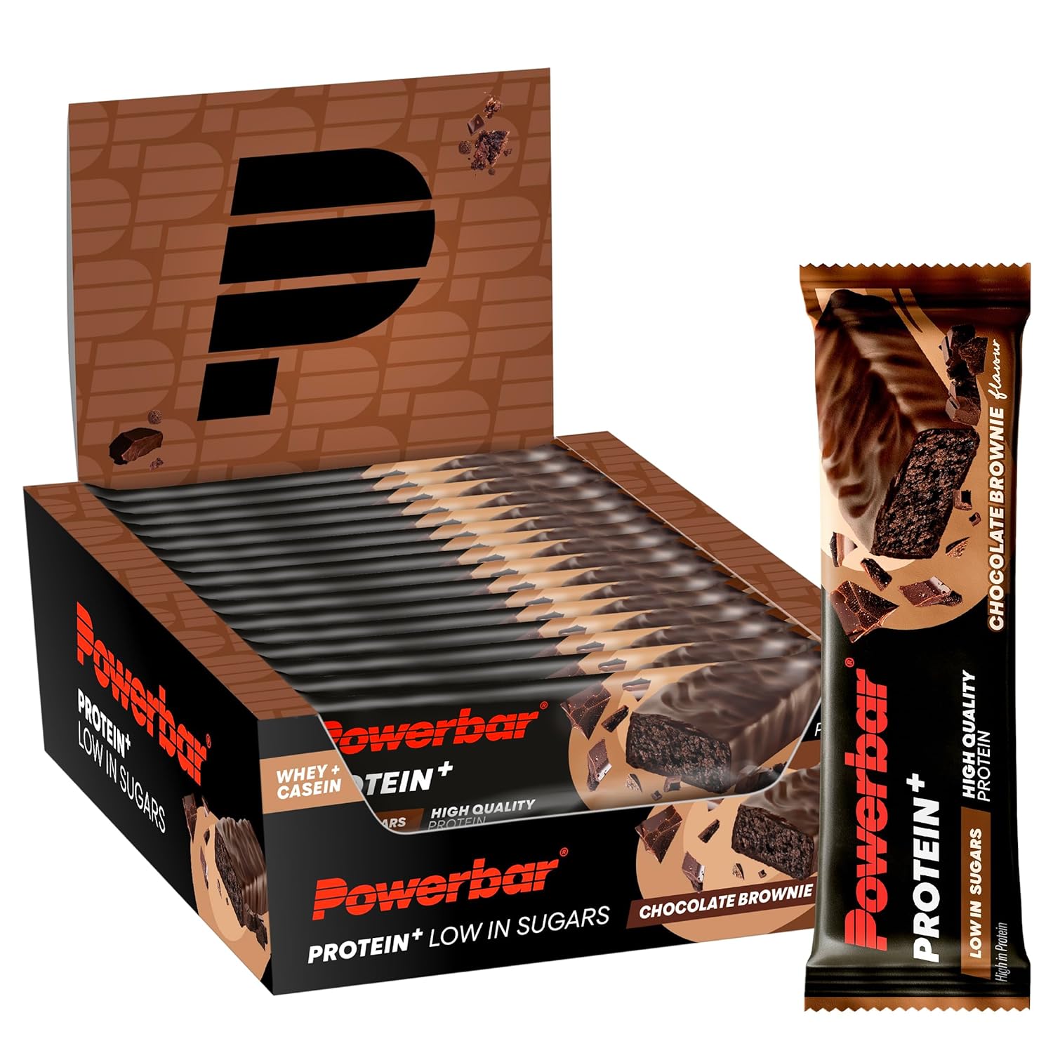 Powerbar Protein Plus Low Sugar Chocolate Brownie 16x35g - High Protein Low Sugar Bar