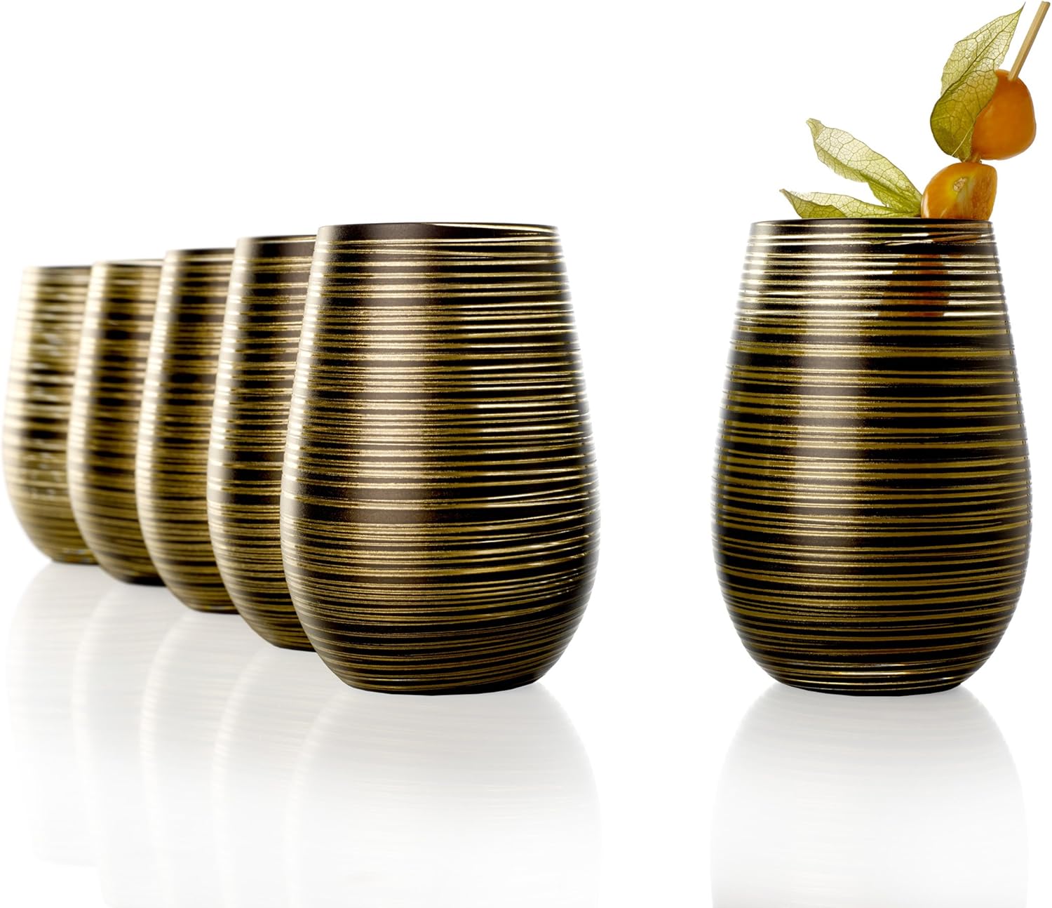 Stölzle Lausitz Set of 6 Twist Tumblers 465 ml Set of 6 Universal Water Juice Cocktail Wine Lantern Vase Dishwasher Safe