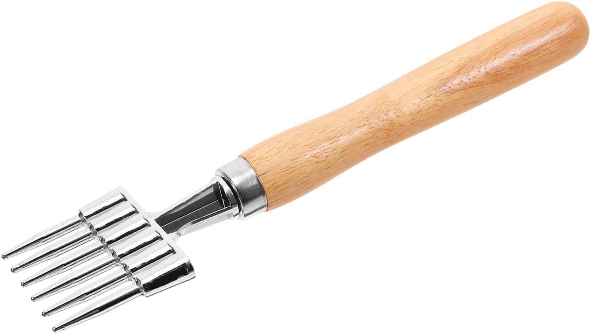 Cabilock Ice Crusher with Wooden Handle, Six-pointed Ice Chopping Fork for Easy Chopping of Ice for Bar and Home, Versatile Ice Ax Tool for Drinks and Cocktails