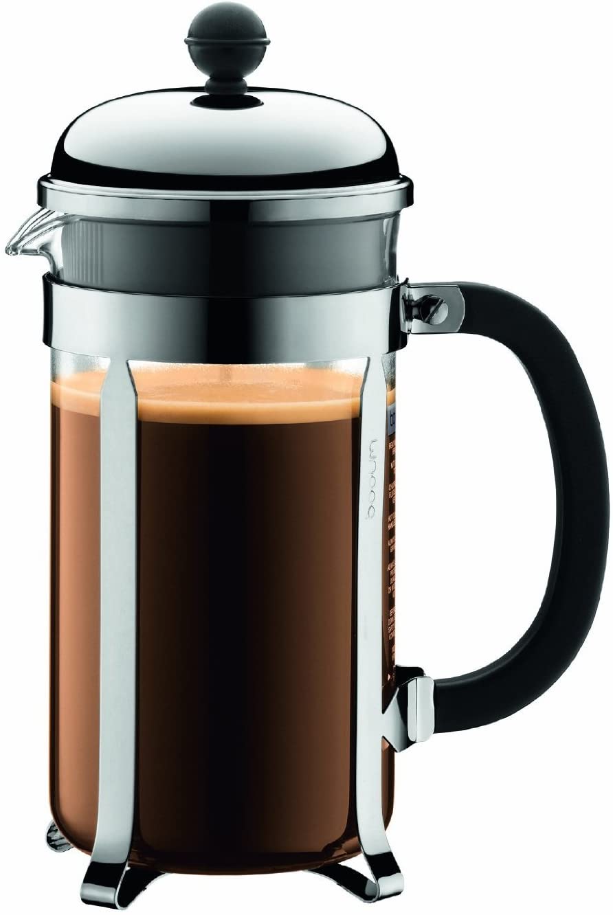 Bodum UK Chambord Coffee Maker, Glass, Silver, 1.0 Litre