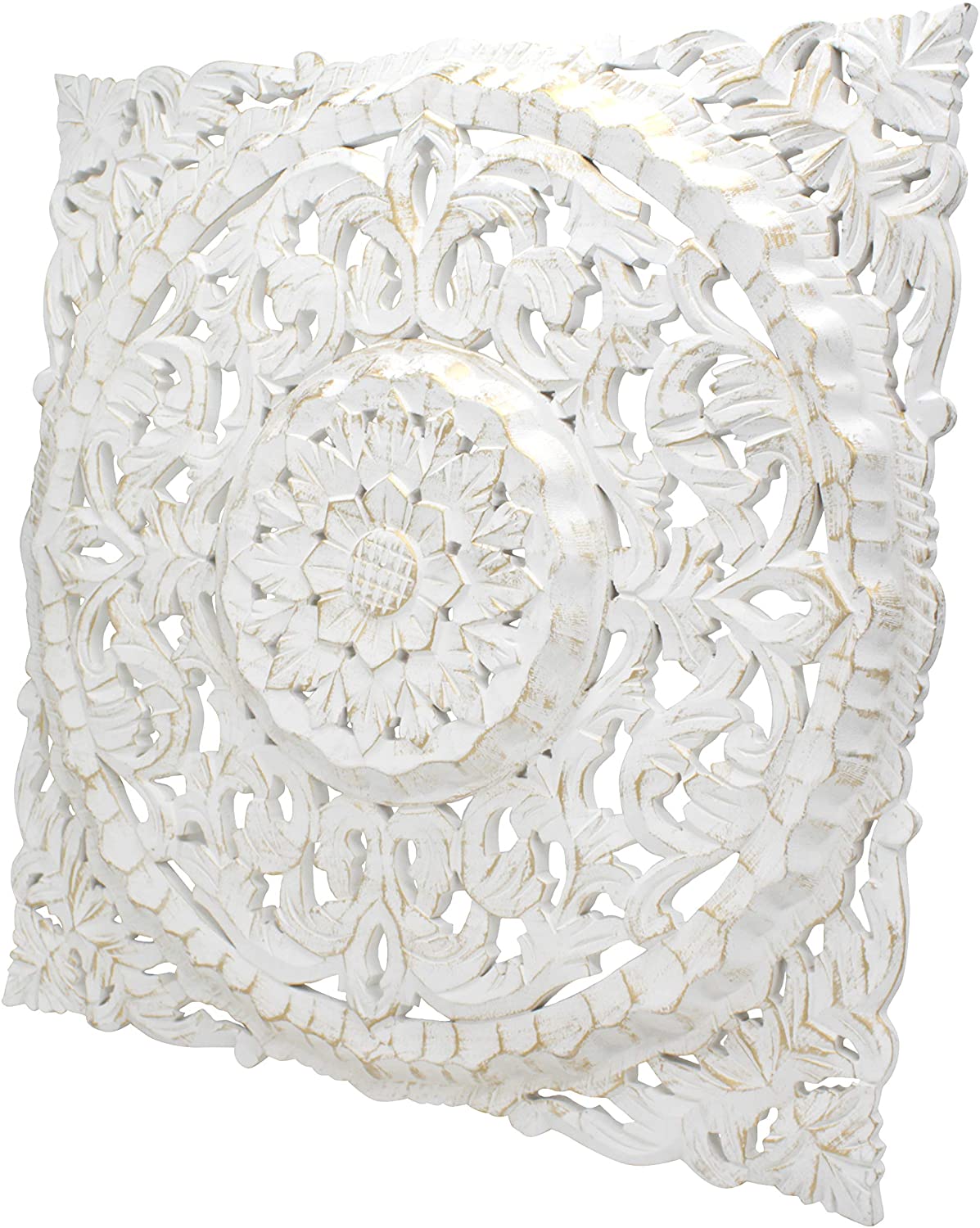 DARO DEKO Daro Decoration Wood Wall Picture Ornaments Square White-Gold 60Cm X 60Cm