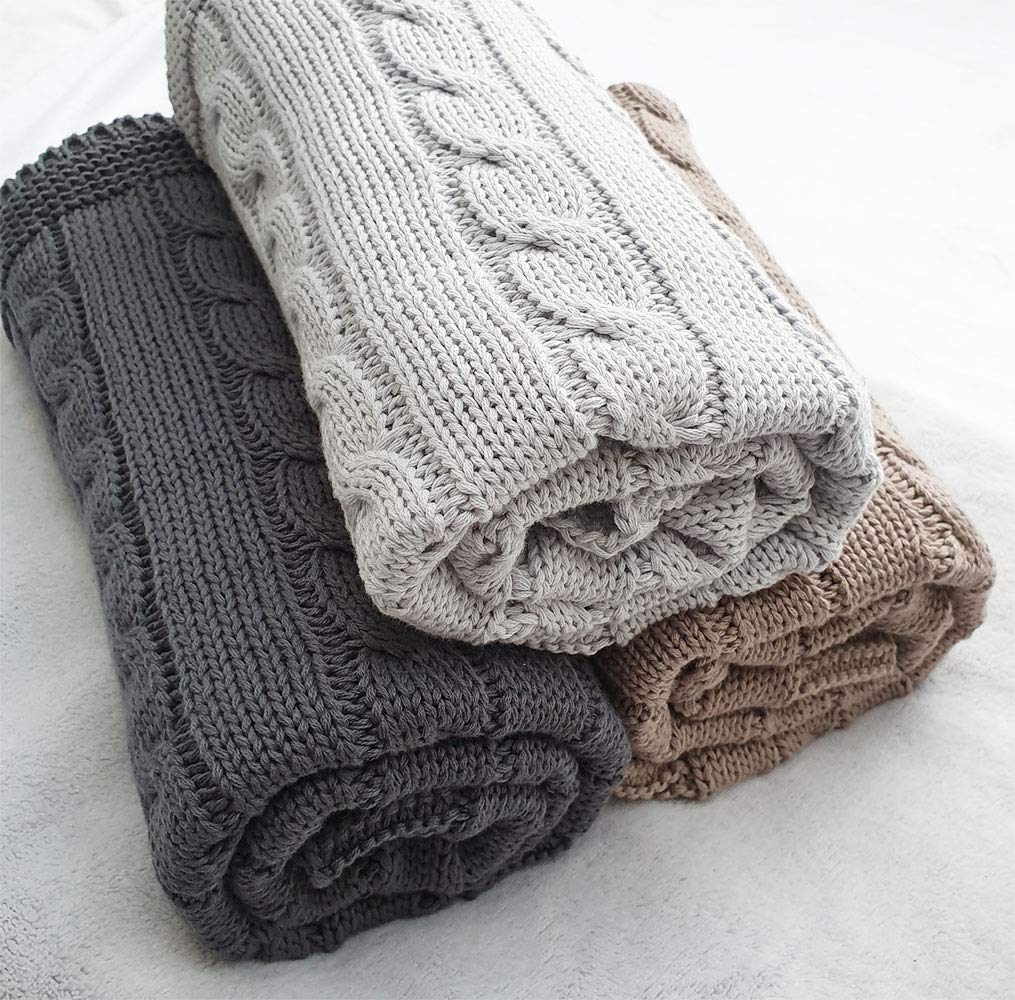 Wallaboo Noa Baby Blanket Knitted Blanket Made of 100% Organic Cotton 70 x 90 cm Made in Germany ecru
