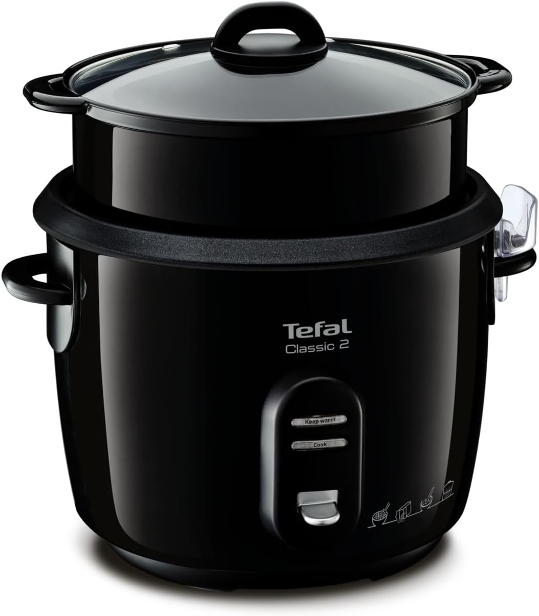 Tefal New Classic RK1038 Rice Cooker Automatic Programs Warming Function 5 L Capacity Steam Cooking Function Metallic Black