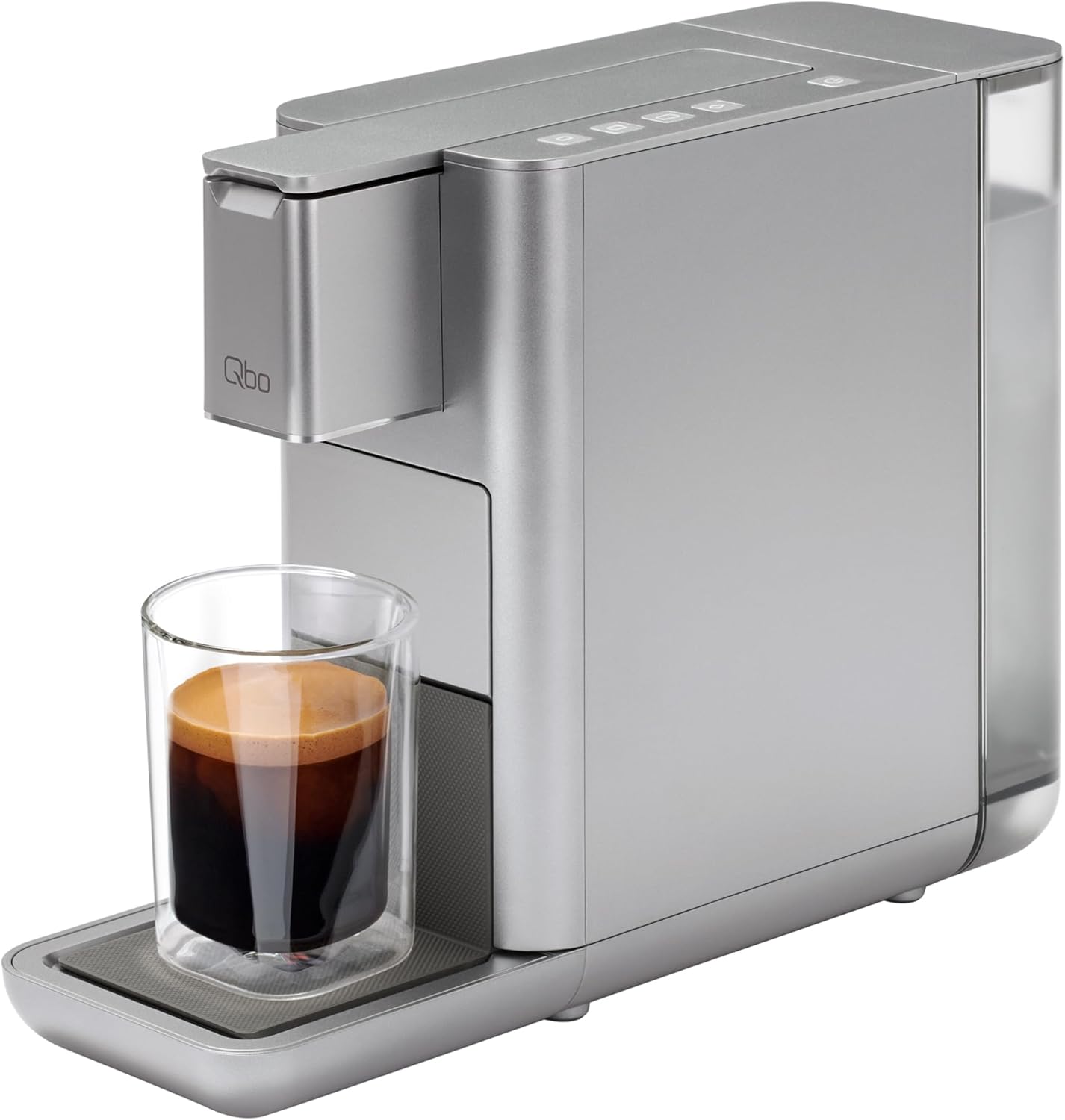 Tchibo Qbo ICONIC Premium Capsule Machine for Espresso, Caffè Crema and Caffè Grande, High-Quality, Compact, Innovative Design, Frozen Silver, Gray