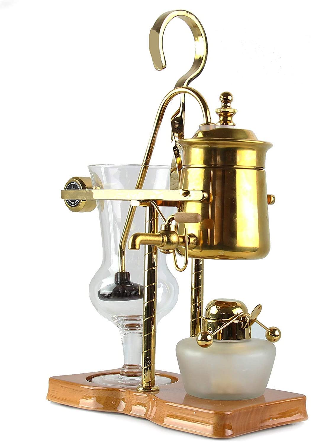 AoYan Siphon Coffee Machine Set - Belgian Siphon Coffee Machines with Family Balance, Classic and Elegant Retro Design, Vacuum Coffee Pot, Easy to Clean, Gold