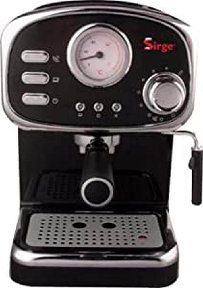 Sirge Cremilda Caffè Retrò Espresso Machine for ESE Powder and Pads, 15 Bar [Pump Made in Italy], 1100 W, Water Tank 1.25 L Removable, Cappuccino Steam Nozzle, Black