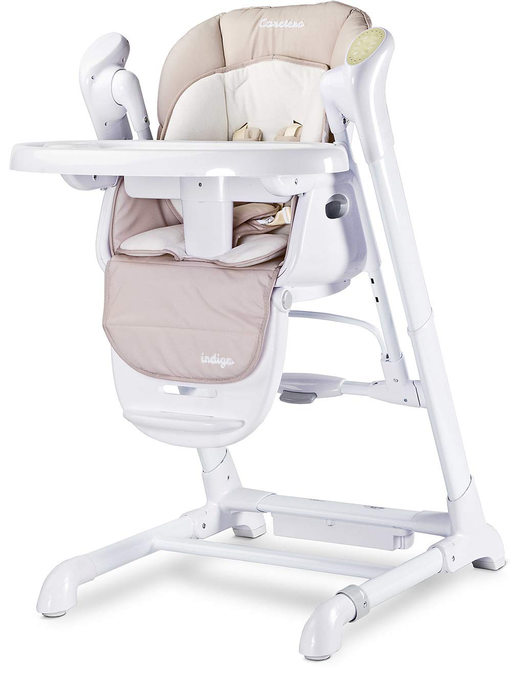 Indigo CARETERO 2-in-1 Children\'s Highchair and Bouncer Electric Rocker Adjustable beige
