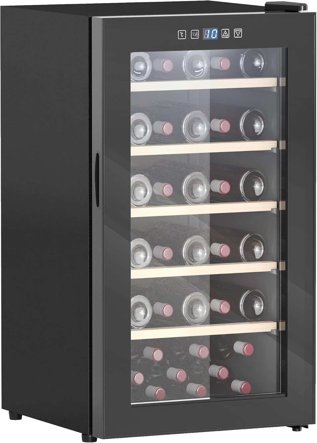 HOMCOM Wine Fridge Compressor 41 Bottles 91L Drinks Fridge, Bottle Fridge 5-20°C with Adjustable Shelf, Touch Screen, Glass Door, LED Lighting, Black