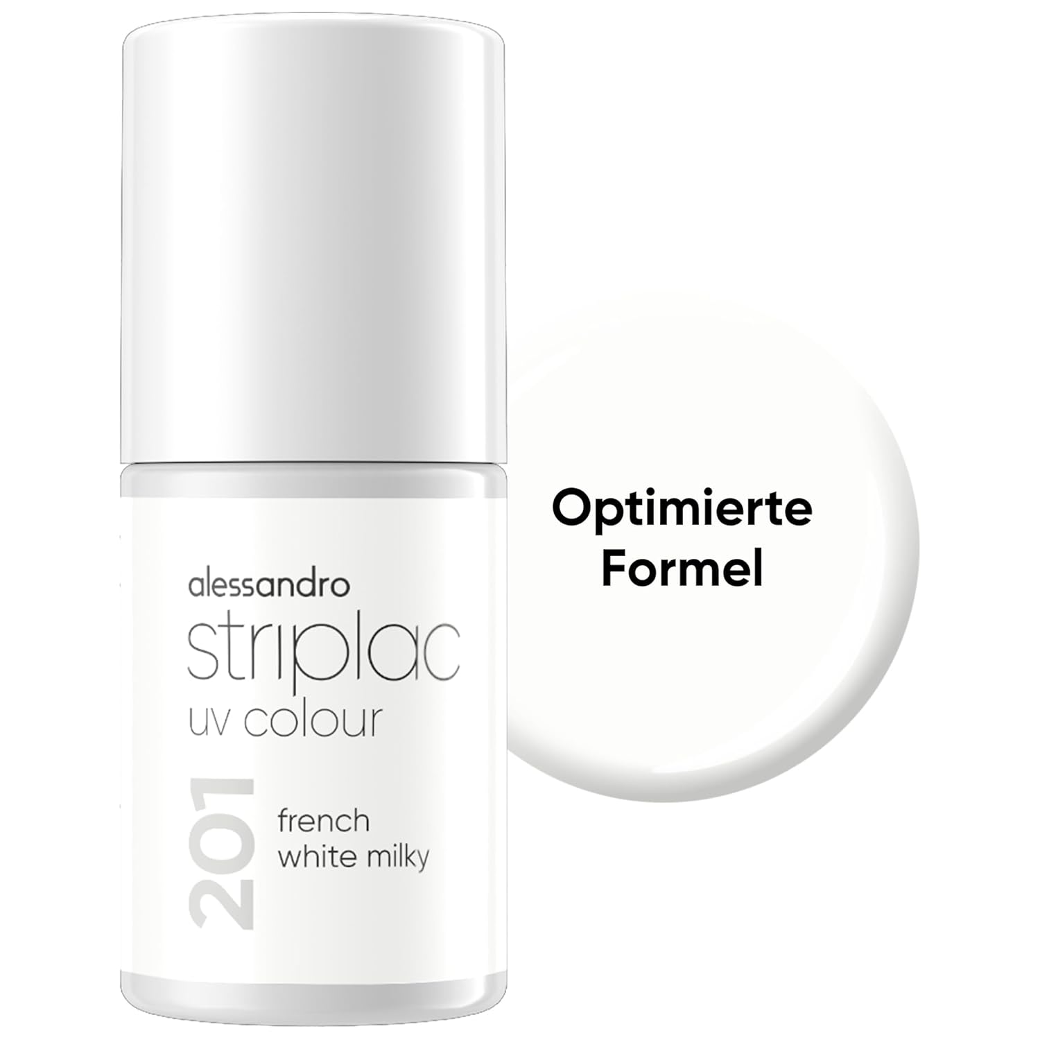 alessandro Striplac UV Nail Polish French White Milky - Opaque & Scratch-Resistant up to 15 Days - Easy Application - Gentle Peel Technology - Vegan - White, 6.5 ml