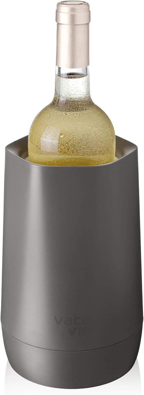 Vacu Vin Hexo Wine Cooler 2-in-1 - Reusable Graphite - Bottle Cooler Cuff for Standard Bottle Size Made of Recycled Material