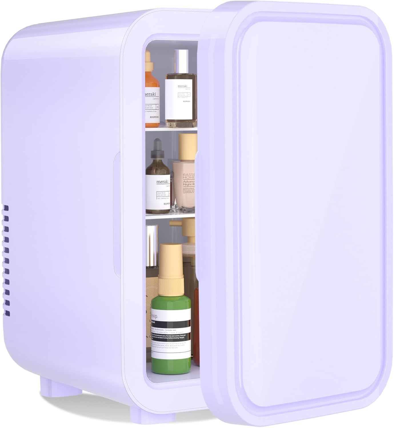 YASHE Mini Fridge 6 Liters/8 Cans 220-240V AC/DC Portable Thermoelectric Cooler Refrigerators for Bedroom Skin Care Drinks Office Dorm and Car Purple