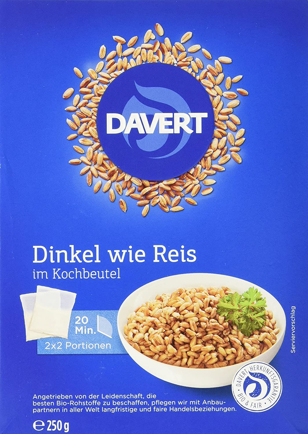 Davert Bio Zart-Dinkel - Kochbeutel, 250 g