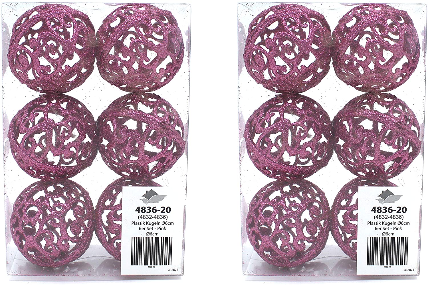 Daro Deko Christmas Glitter Bauble, 6 cm