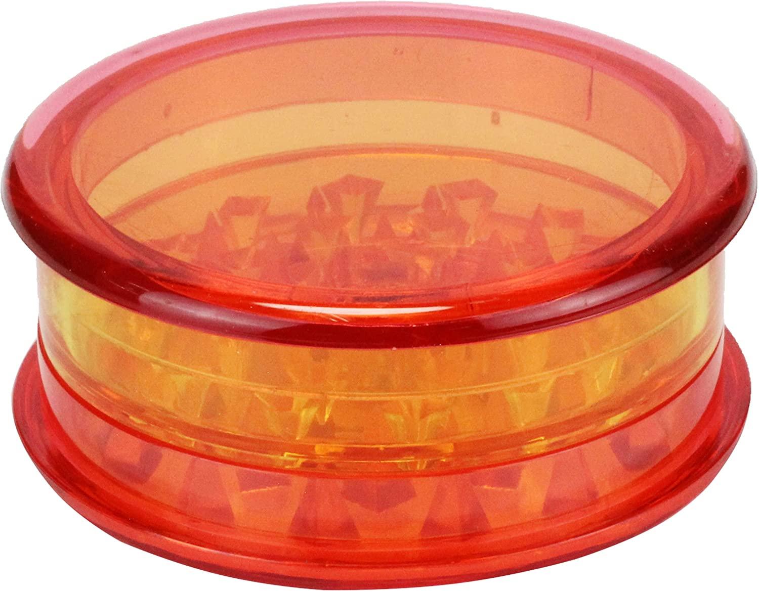 Spliff Plastic Grinder 60 mm Three Parts Including Storage Choose Your Favourite Colour (Red/Yellow/Red)