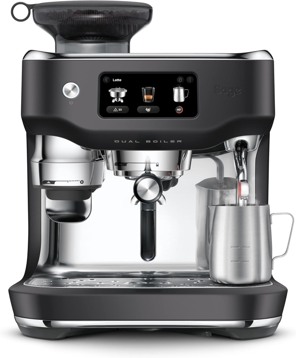 Sage - The Oracle Dual Boiler Coffee Machine with Manual and Automatic Milk Frother - 45 Grinding Settings - 16 Presets Including Espresso, Cappuccino, Flat White - Black Truffle