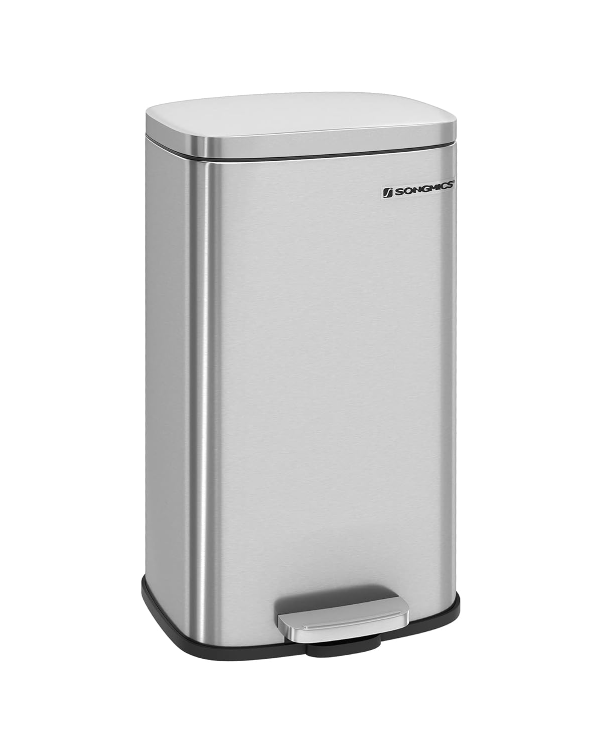 Songmics 30 L Kitchen Pedal Bin with Plastic Inner Bucket, Hinged Lid, Soft Close, Odour Proof and Hygienic