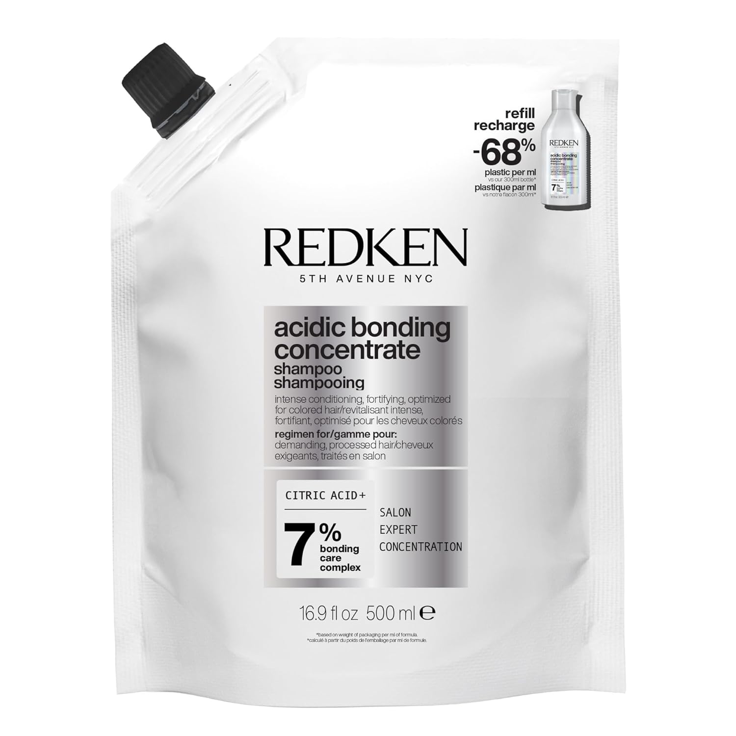 Redken Nourishing Hair Shampoo with Intensive Protection Against Color Loss, Concentrated All-In-One Formula, Acidic Bonding Concentrate Shampoo, 1 x 500 ml Refill Pack
