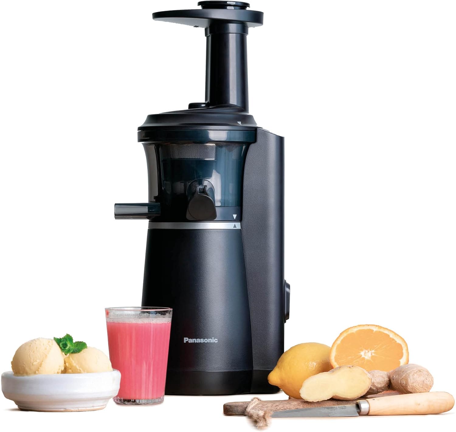 Panasonic MJ-L501WXE Slow Juicer, 150, Stainless Steel and Plastic, Assorted Colors, Black