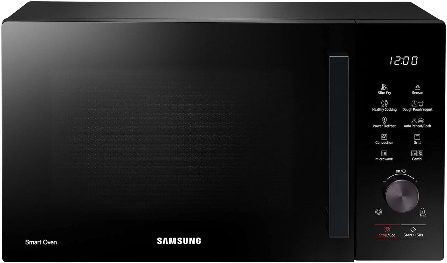 Samsung MC28A5137KK/E1 Combination Microwave with Grill and Hot Air, 900 W, 28 L Cooking Space, AirFry, Power Defrost, Scratch-Resistant Ceramic Enamel Interior, Black