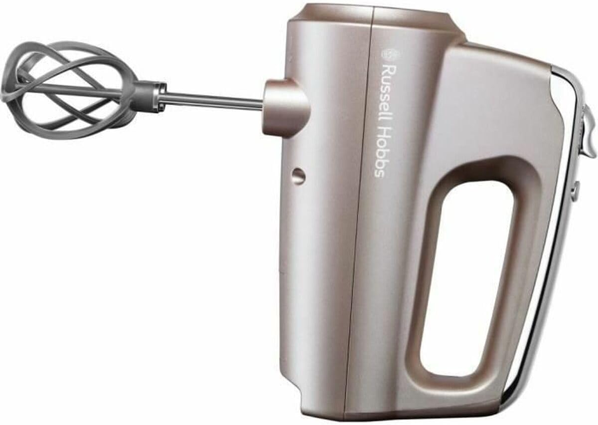 Russell Hobbs Hand Mixer [Hand Mixer Including Storage Box for Accessories] Swirl Quartz (4 Speed ​​Levels + Turbo Function, 2 Helix Whisks Made of Fibreglass-Reinforced Nylon, 2 Dough Hooks) 25892-56