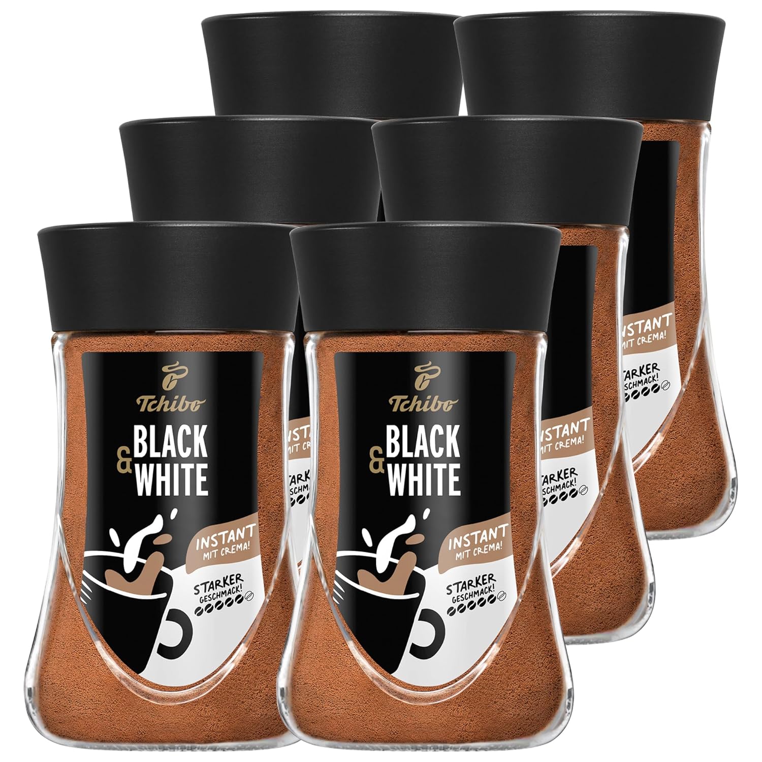 Tchibo Black&White Instant Coffee Storage Pack Maxi Pack, 1080 g - 6 x 180 g, Soluble Bean Coffee, Caffeinated