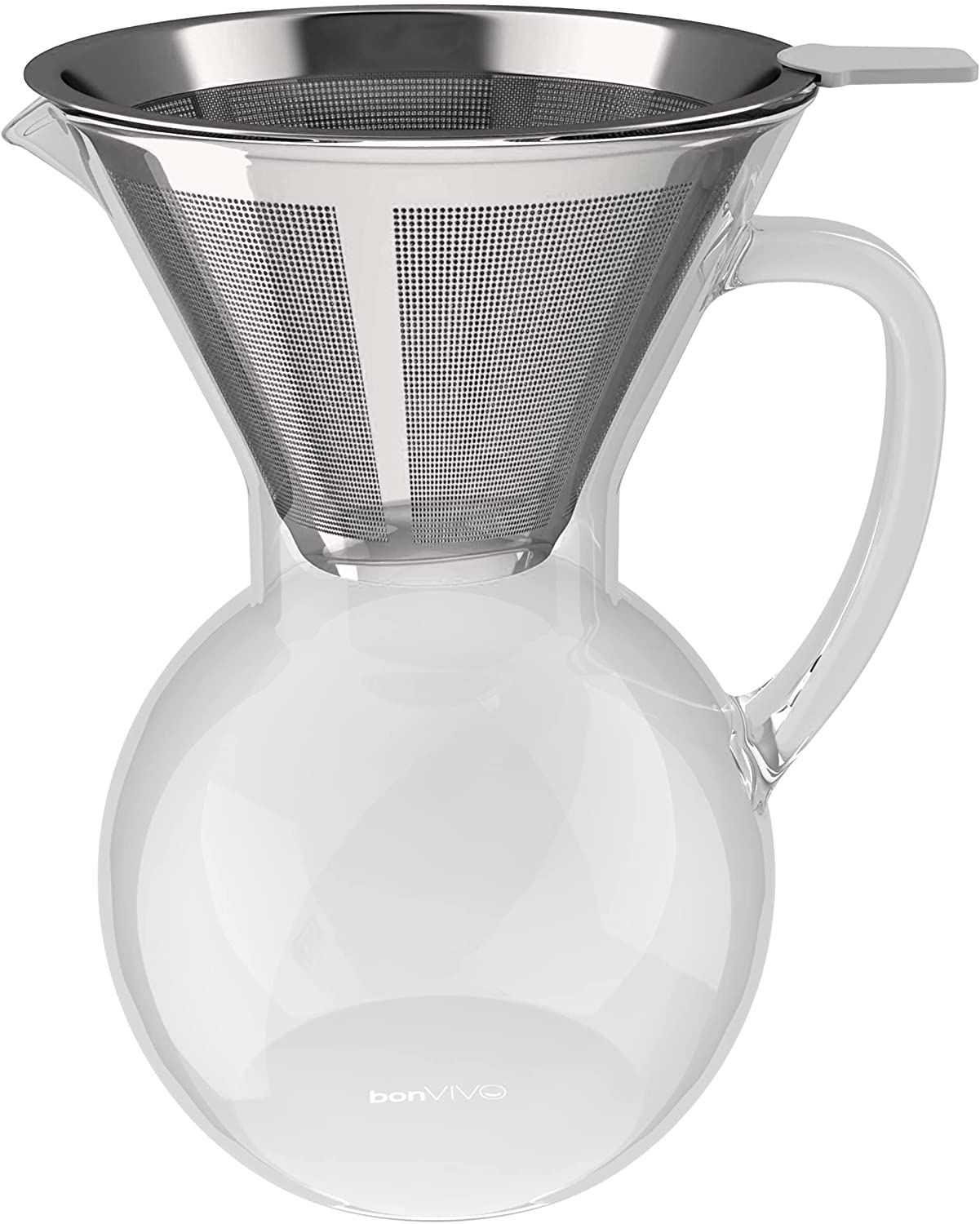bonVIVO® Gazetaro I Designer Coffee Maker and Cafetière, Glass Coffee Jug with Stainless Steel Frame, Coffee Press with Stainless Steel Filter