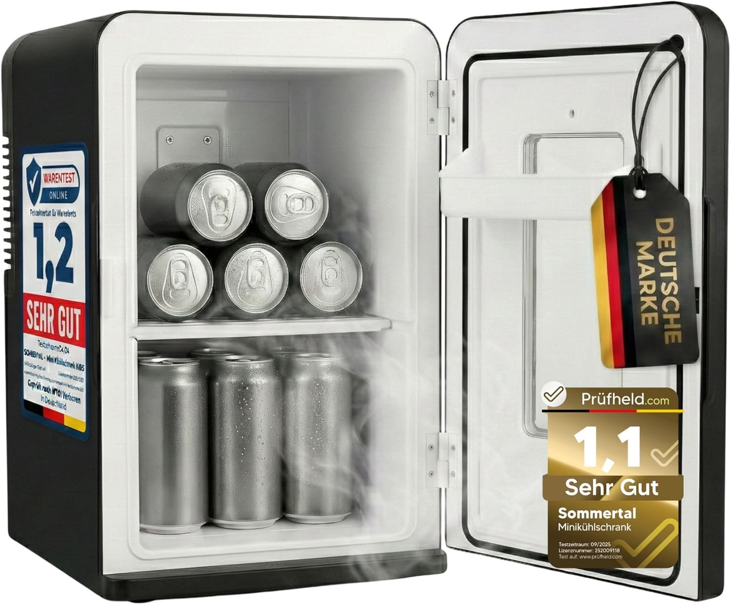 KS15 Mini Fridge, Cool and Warm, Volume 15 L, 230 V for Room Socket and 12 V DC for Car, Beer Fridge, Drinks Fridge, Mini Bar, Small Portable