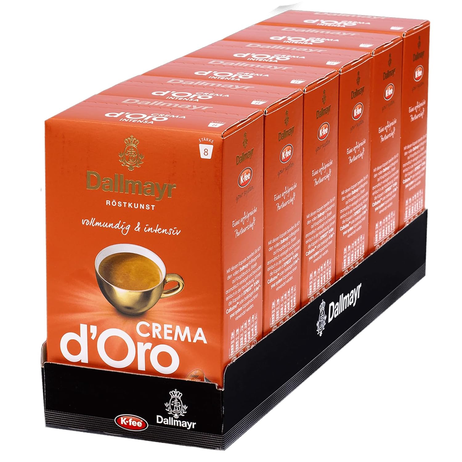 Dallmayr CREMA d'Oro Intensa Coffee Capsules Intensity 8/13, Compatible with K-fee, EXPRESSI* & Tchibo Cafissimo*, Finest Lace Coffee, 96 Capsules (6 x 16 Capsules)