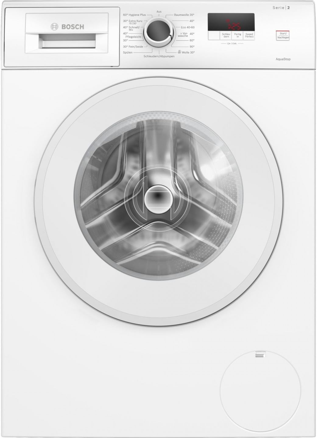 Bosch WGE02471, Series 2, Washing Machine 7 kg, 1400 rpm, Front Load, Refill Function, Quick Wash with Speed ​​Perfect, LED Display with Touch Control, Anti Vibration Design, AquaStop, White