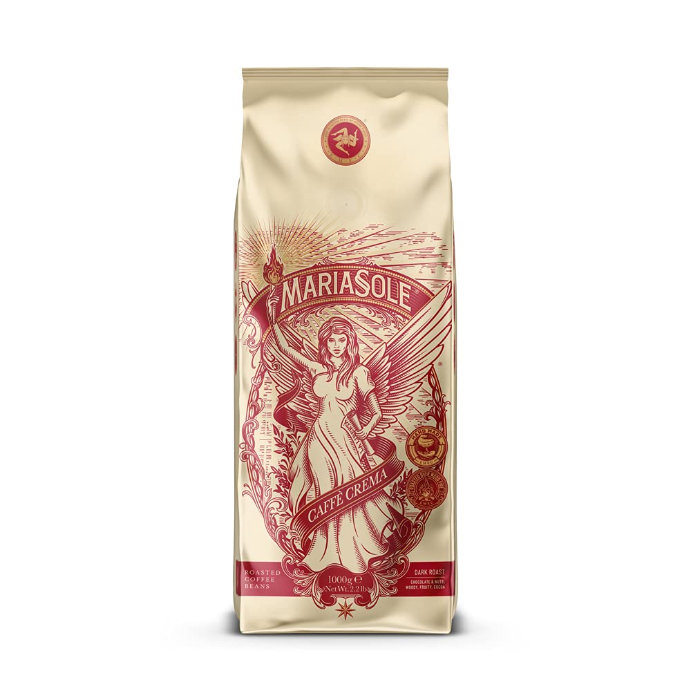MariaSole Caffè Crema 1kg – Traditional roasting in Sicily over wood fire Handmade – Premium coffee beans for fully automatic machines and portafilters