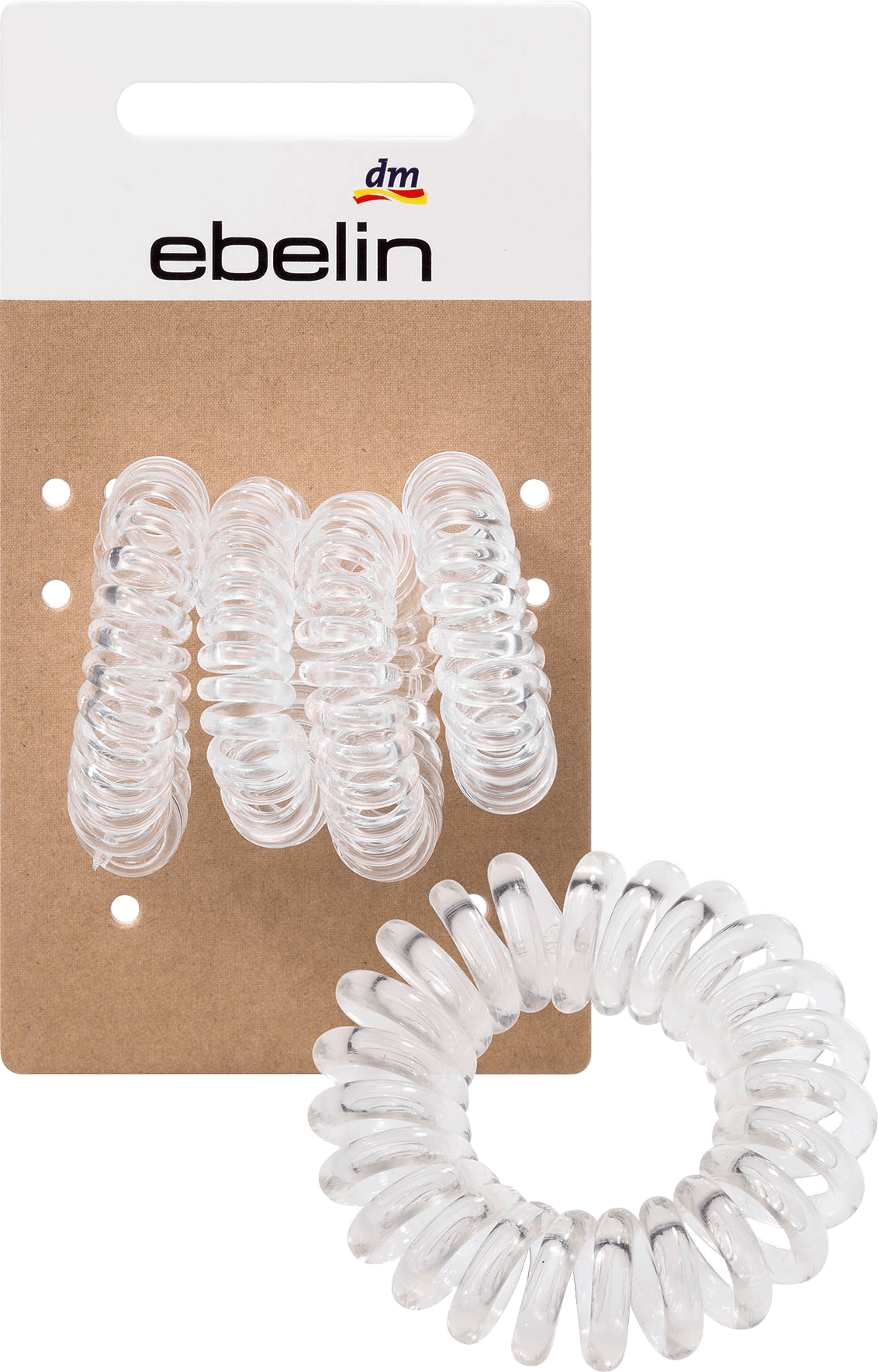 ebelin Hair Ties Spiral Small Transparent, 4 Pcs