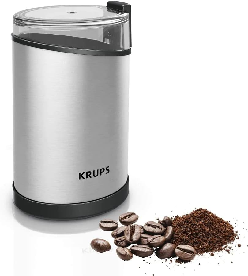 Krups Fast Touch GX204D Electric Coffee Grinder Stainless Steel with 200 Watt Power, Black, 75 g