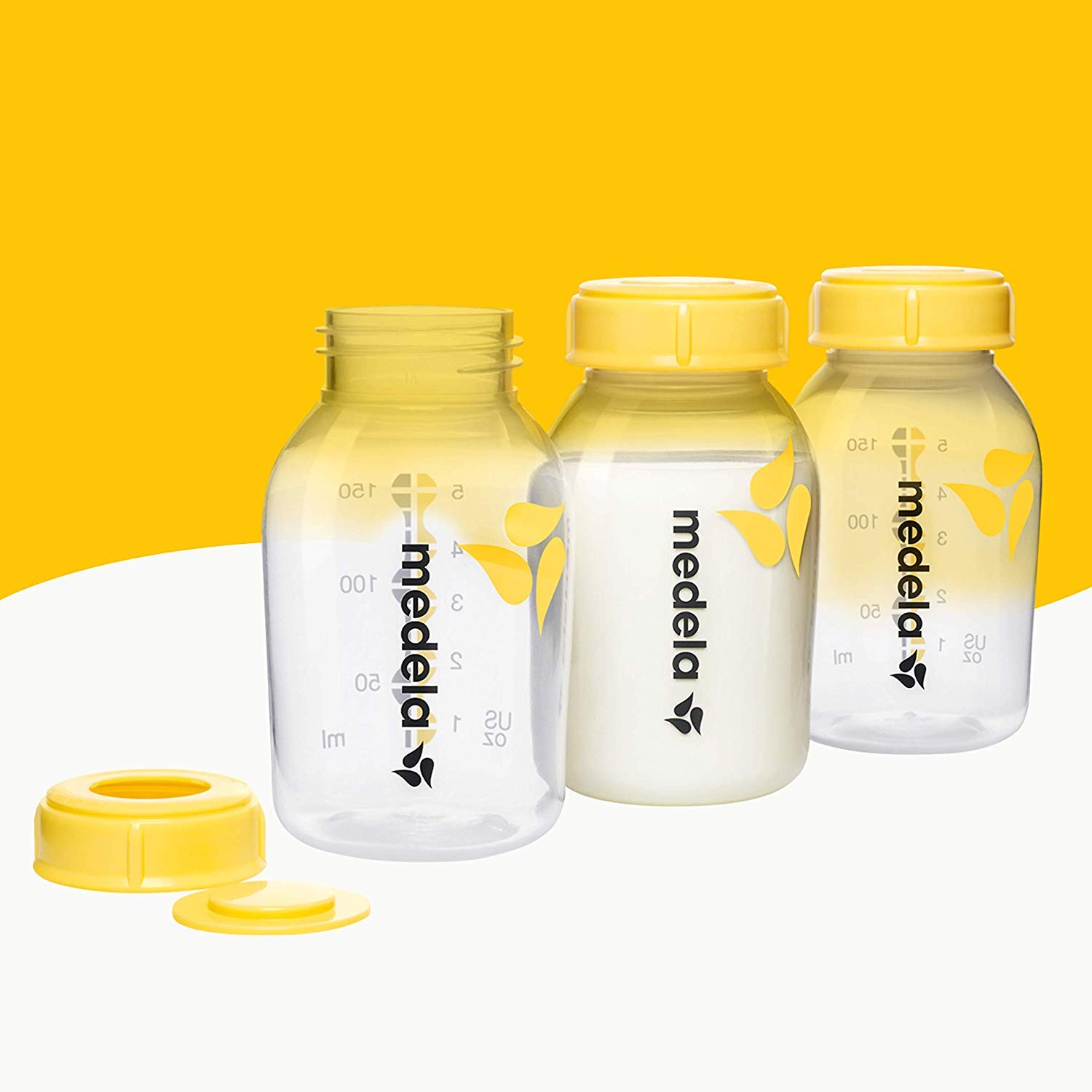 Medela Pack of 3 x 150ml special nursing bottles suitable for feeding baby with breast milk, BPA free.