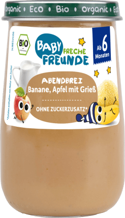 FRECHE FREUNDE Evening porridge banana, apple, with semolina from the 6th month, 190 g