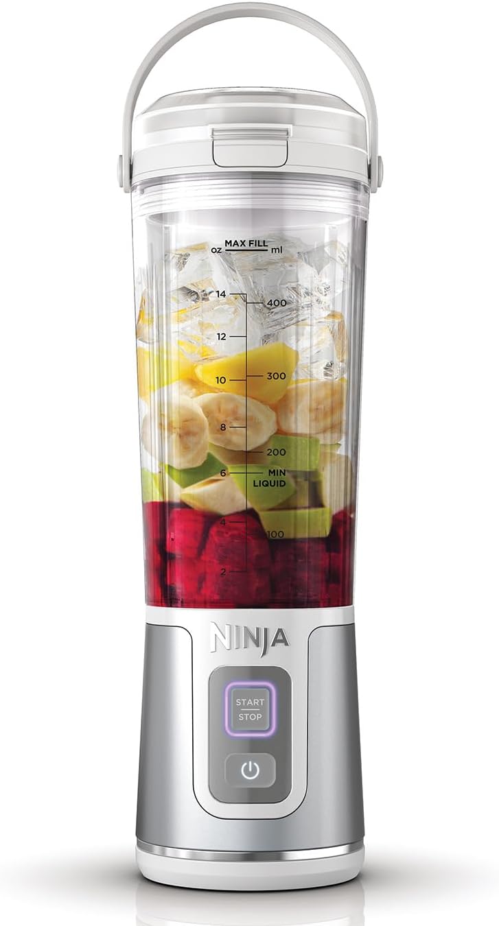 Ninja Blast BC151EUWH Portable Blender / Blender / Smoothie Maker, 530 ml Cup, Leak-proof Lid, Powerful Mini Stand Mixer, Wireless & Rechargeable, Crushes Ice & Fruit, White