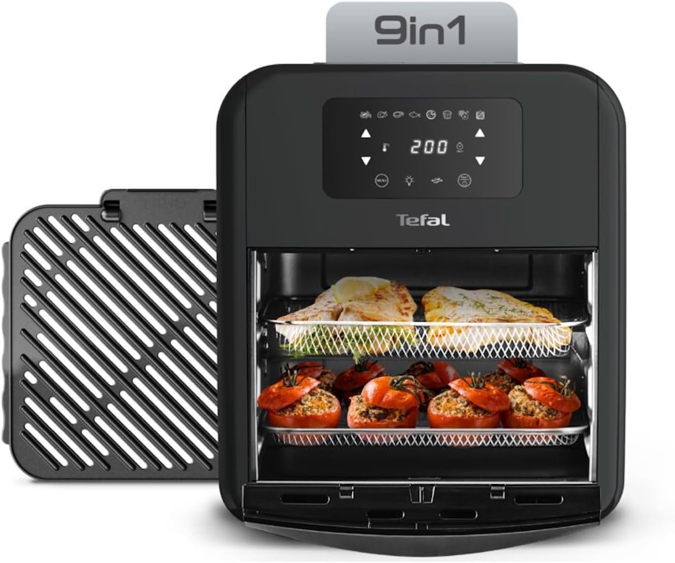 Tefal Easy Fry Oven & Grill 9-in-1 Hot Air Fryer, 11 L for 6 Servings, 7 Accessories, 8 Programs, Online Recipes, Healthy Fryer without Oil, Fast & Energy Saving, Black, FW5018