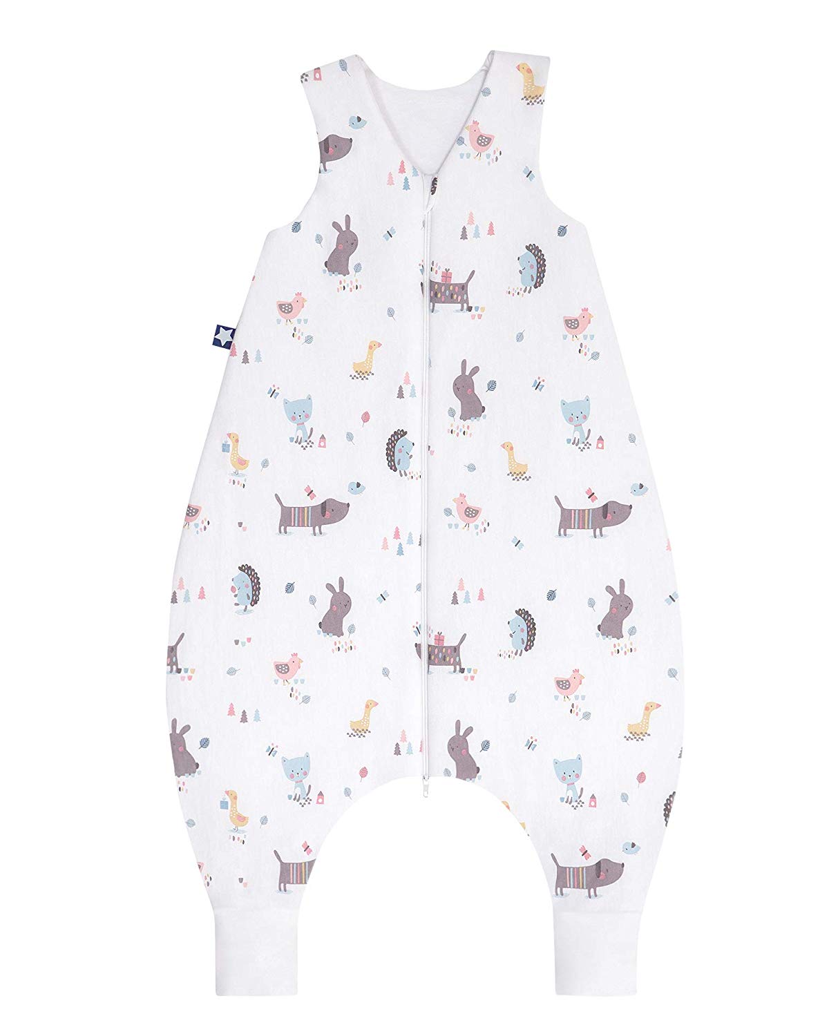 Julius Zöllner 9112767290 Summer Jumper Jersey Summer Sleeping Bag with Legs (0.5 TOG) - Crazy Animals - Size 92 / 18-36 Months - Multi-Coloured