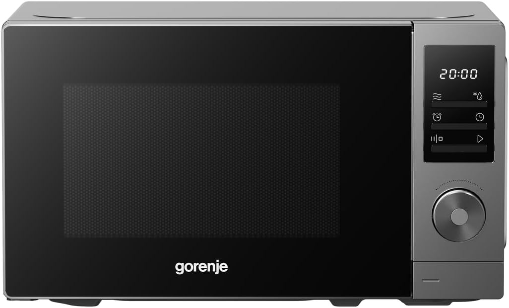 Gorenje MO20A3T4 Microwave, 20L, 700 W, Child Lock, AquaClean, Defrost Function, 8 Automatic Programs, 5 Power Levels, LED Display, Electronic Touch Control, Black with Silver