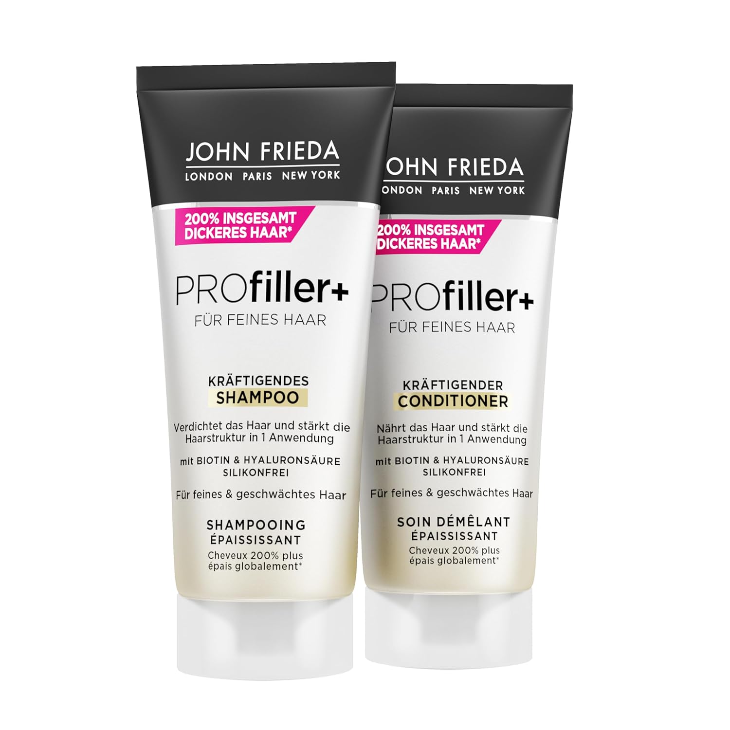 John Frieda PROfiller+ Trial Set – Shampoo, 75 ml & Conditioner, 75 ml – Hair Type: For Fine, Thin Hair – Also Ideal for Travel and the Hotel Industry