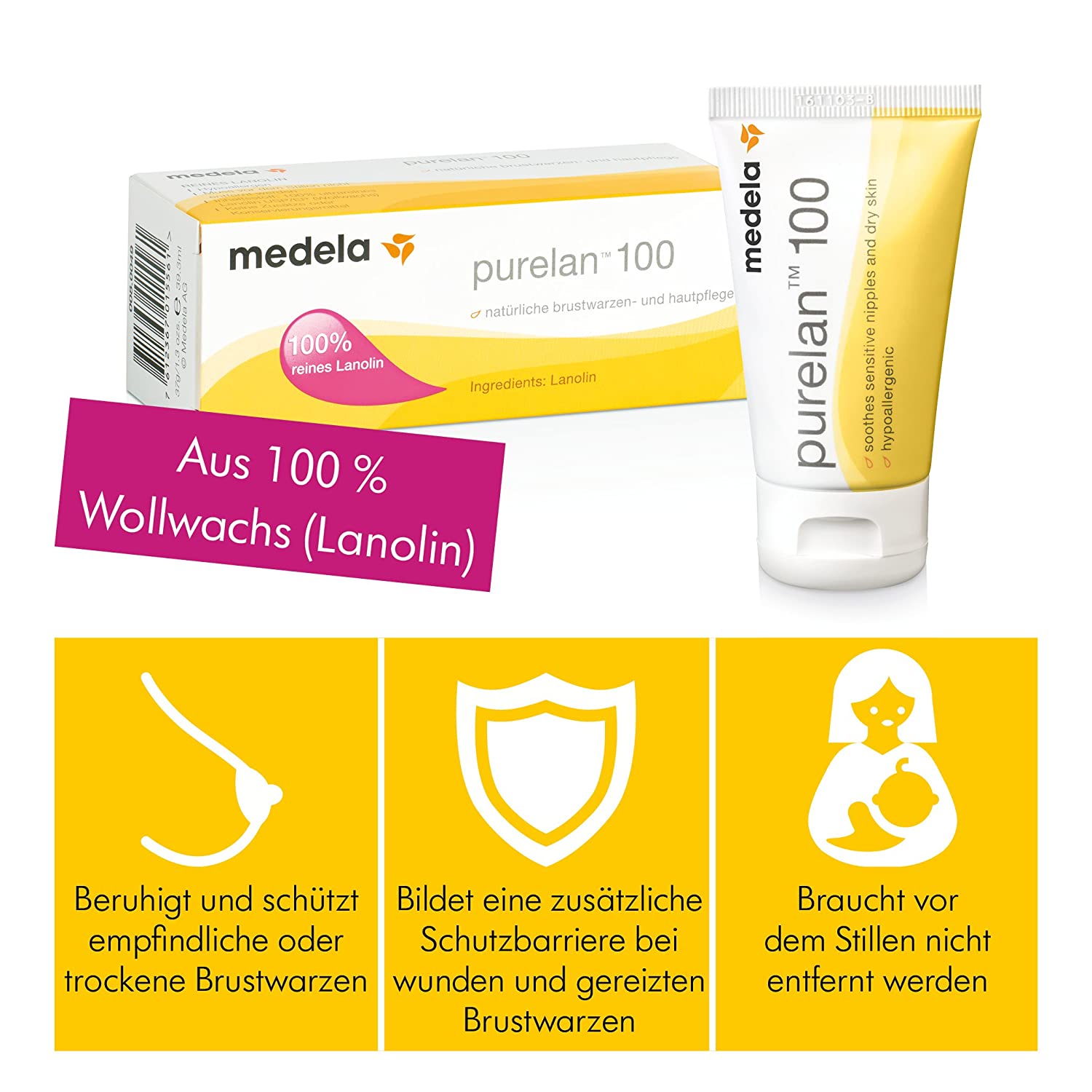 Medela, PureLan 100 cream tube, 7 g, lanolin nipple cream