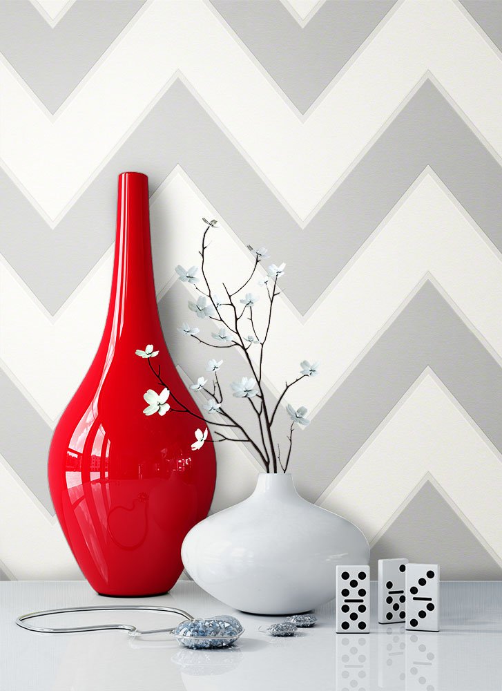 Newroom Design Newroom Wallpaper Grey White Graphic, Non-Woven Wallpaper Modern Striped Fu