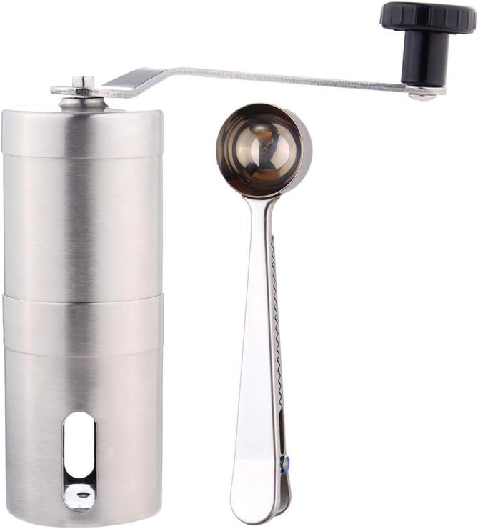 GWCLEO Hand Coffee Grinder with Ceramic Grinder, Manual Coffee Grinder, Espresso Mill, Stainless Steel, Continuous Grinding Setting, by Hand Coffee Grinding, for Business Trips, Travel, Holiday,