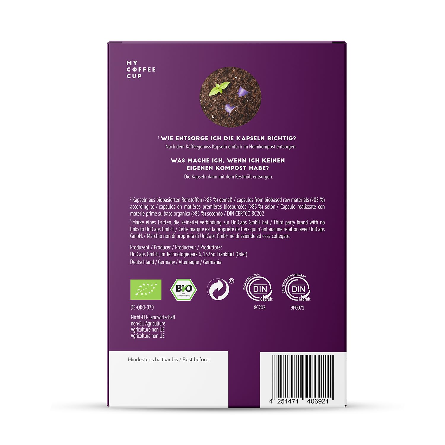 MY-COFFEE CUP My Coffee Cup - Mega Box Lungo Bellissimo - Organic Coffee I Coffee Capsules for Nespresso®³ Capsule Machines I 100% Home and Garden Compostable - 0% Aluminum