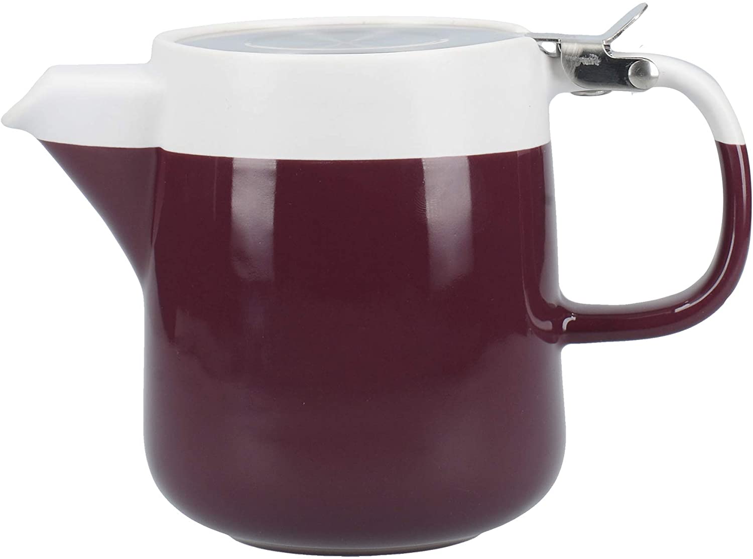 La Cafetiere (UK) Limited C000431 La Cafetière Barcelona Teapot Cool Grey/White Ceramic Plum 2-Cup Teapot (420ml) Plum